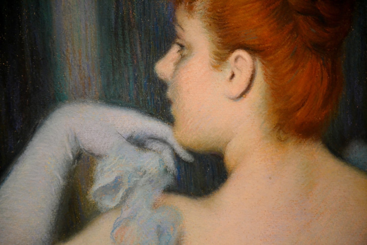 Fanciulla in azzurro di spalle zandomeneghi