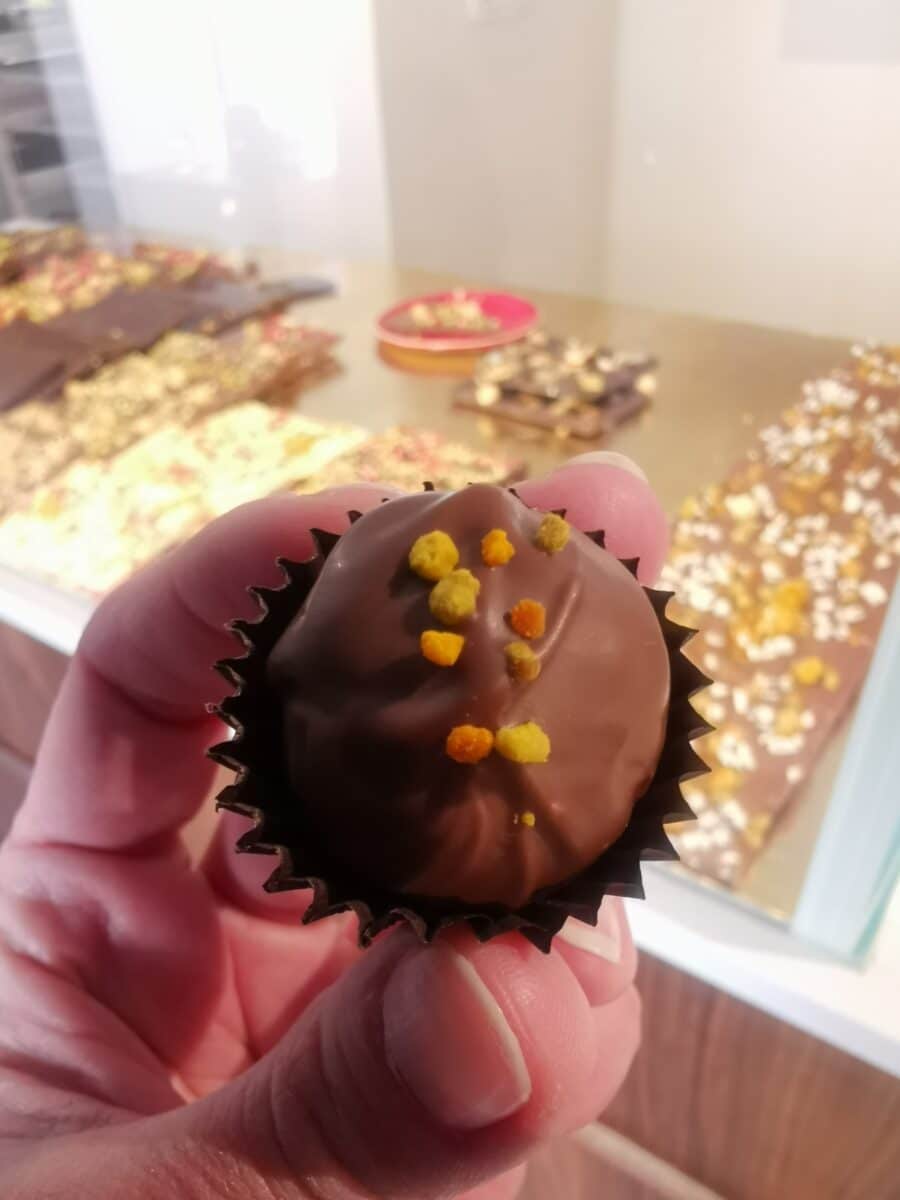 Pralina ripiena di castagna Pralina ripiena di castagna