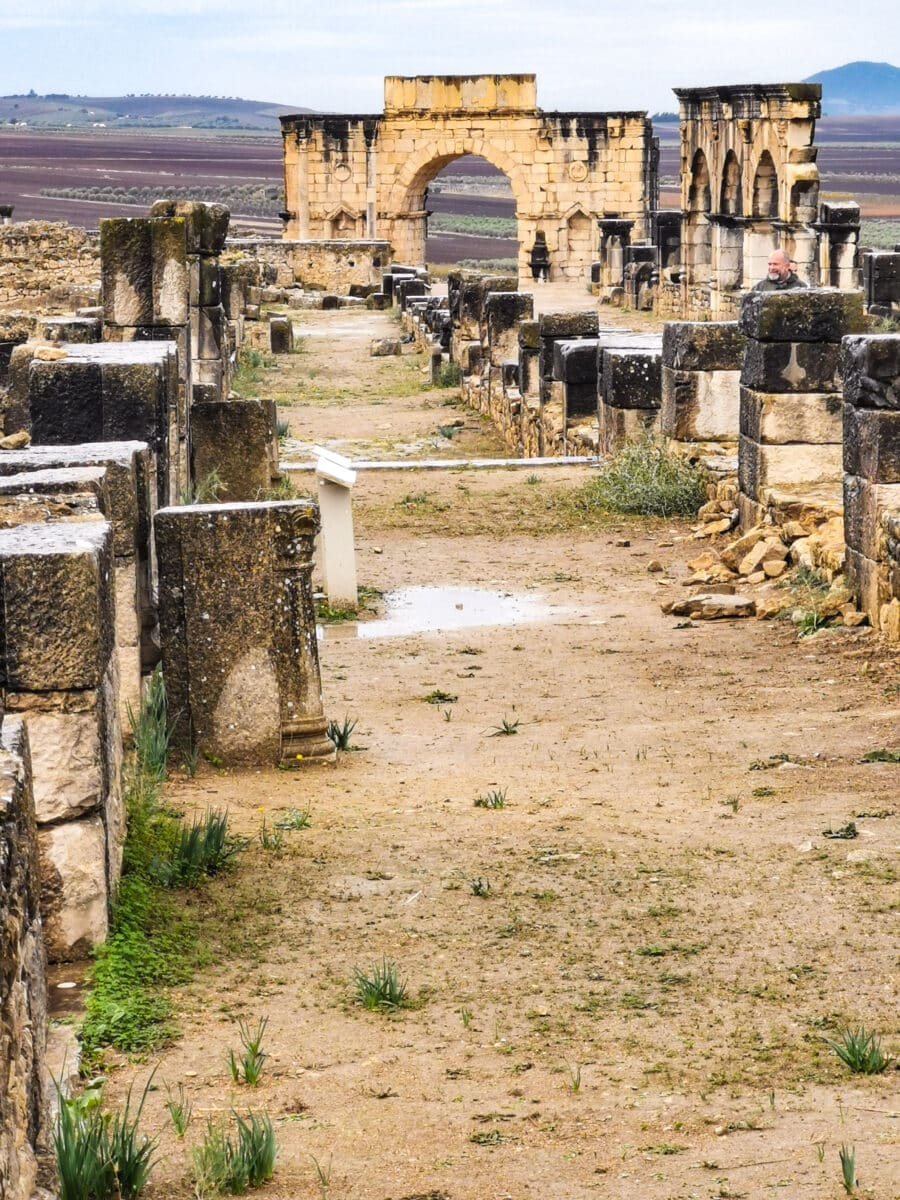 Vista sul decumano e l'arco di trionfo Vista sul decumano e l'arco di trionfo