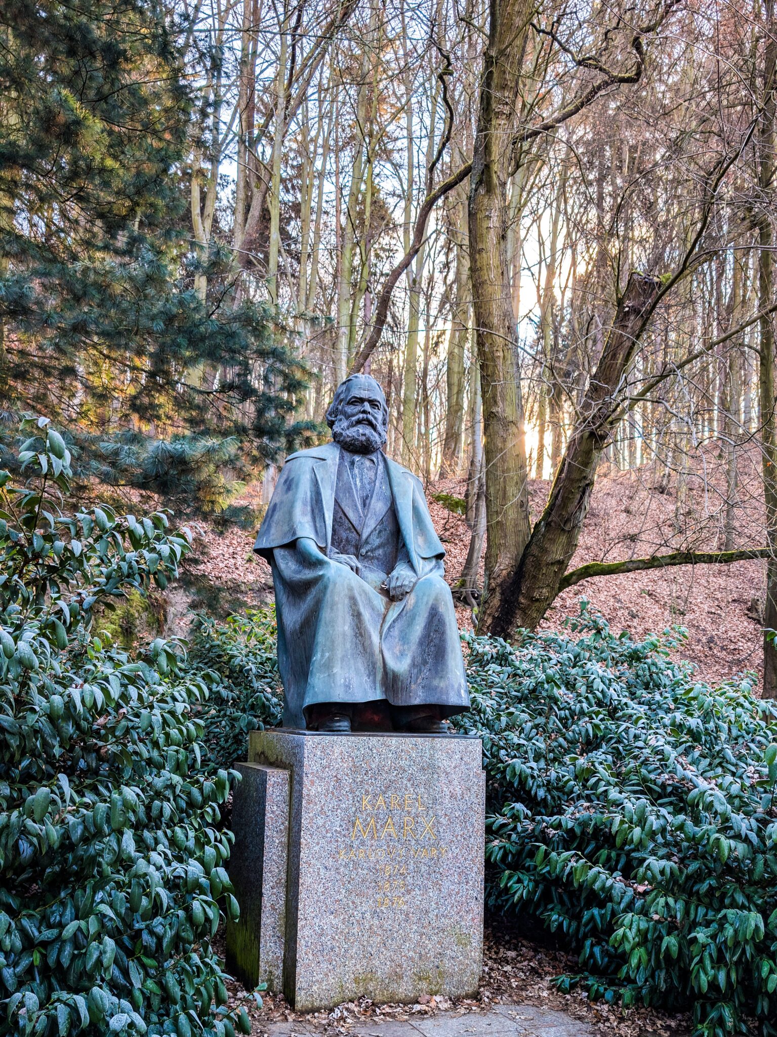 La statua in memoria di Marx e dei suoi soggiorni a Karlovy Vary La statua in memoria di Marx e dei suoi soggiorni a Karlovy Vary